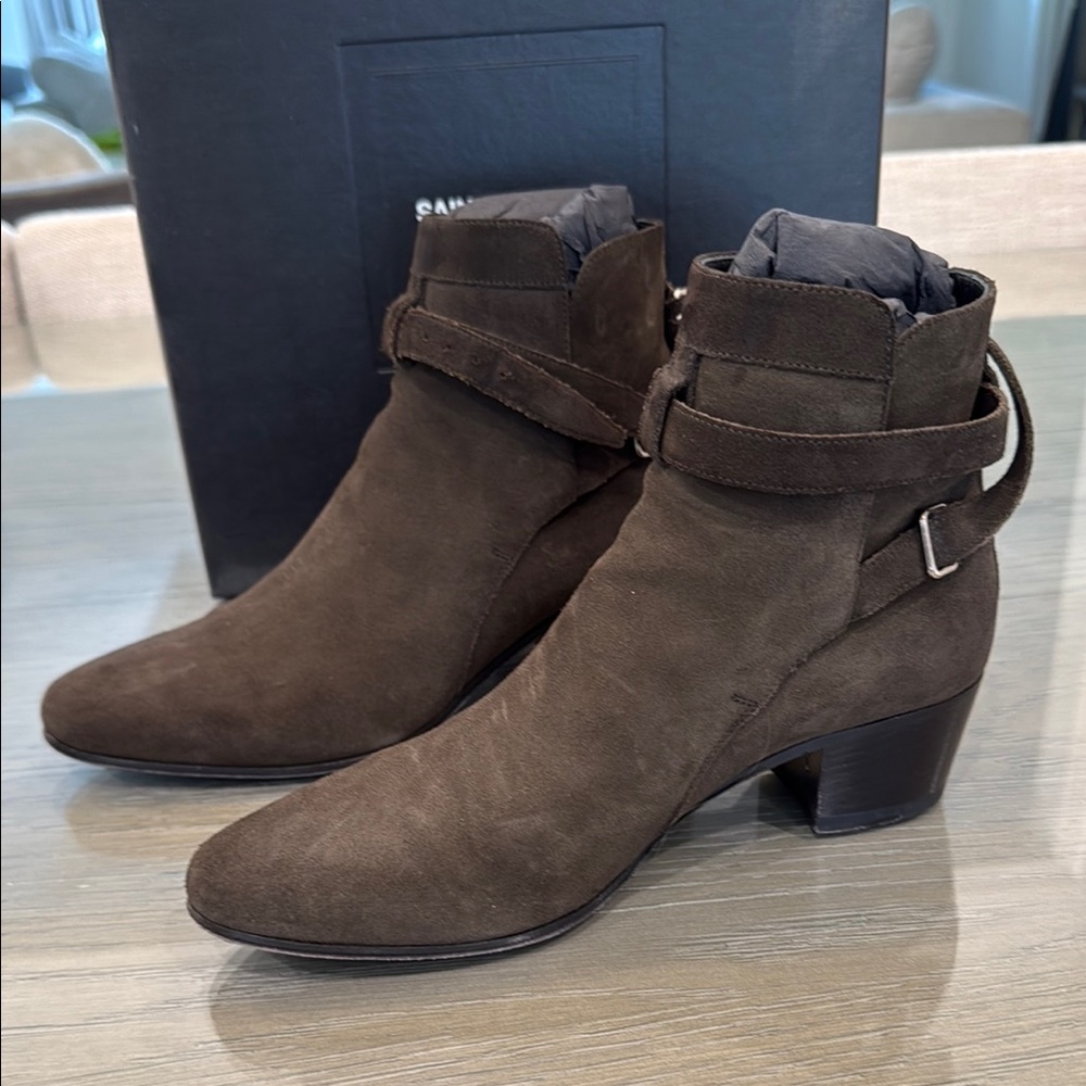 Saint Laurent Women's Brown Suede Ankle Boots
